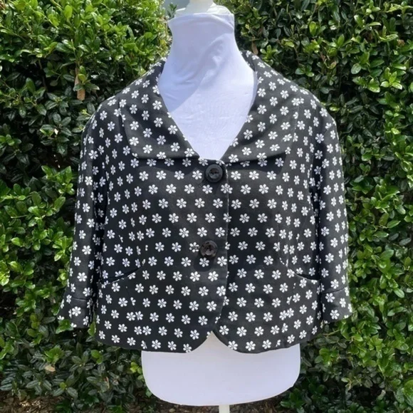 W BY WORTH Black White Floral Blazer 6 - Picture 4 of 13